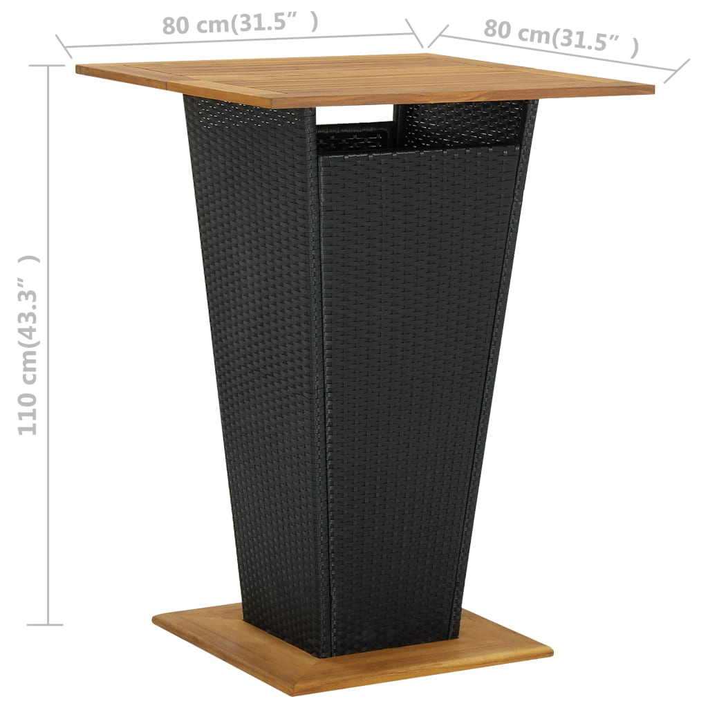 5-tlg. Gartenbar-Set mit Kissen Poly Rattan Schwarz