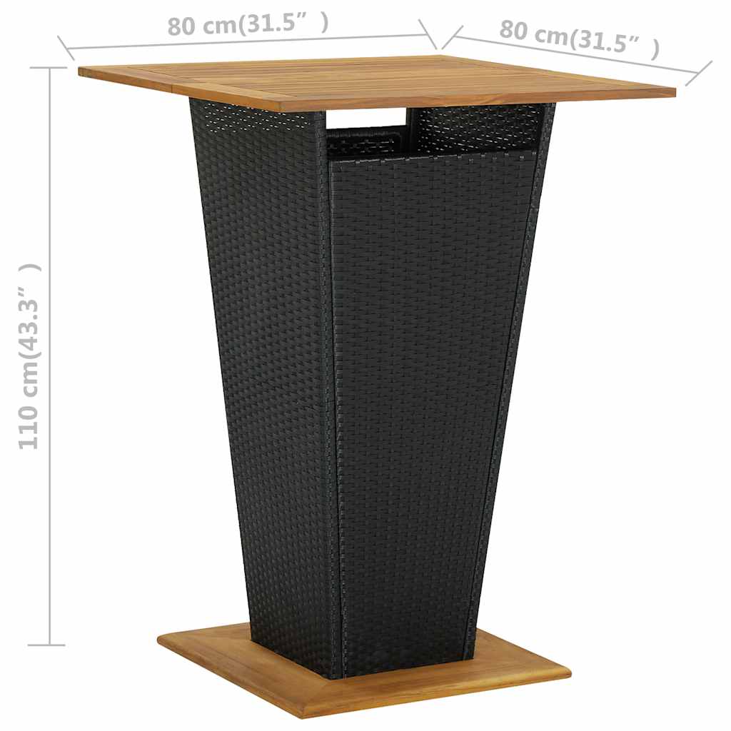 9-tlg. Gartenbar-Set mit Kissen Poly Rattan Schwarz