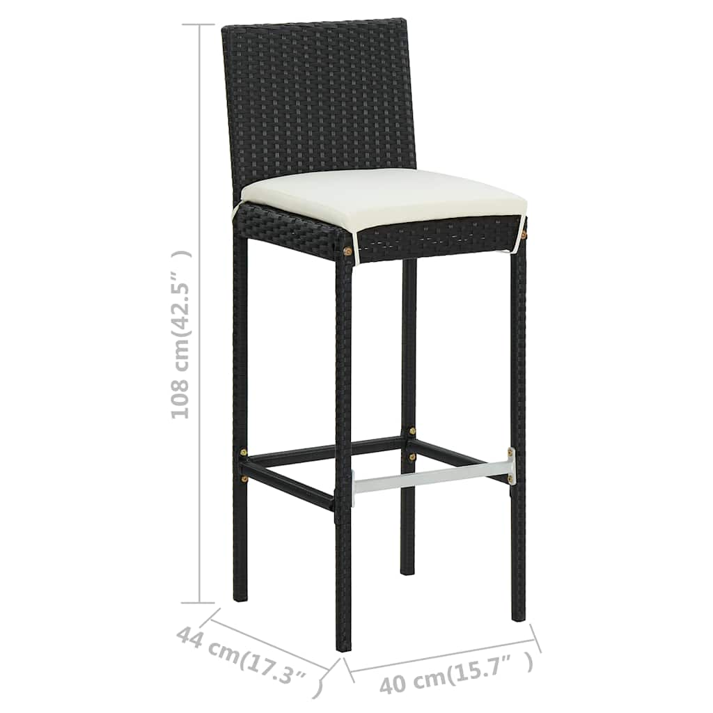 9-tlg. Gartenbar-Set mit Kissen Poly Rattan Schwarz