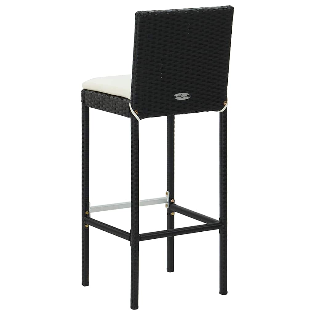 9-tlg. Gartenbar-Set mit Kissen Poly Rattan Schwarz