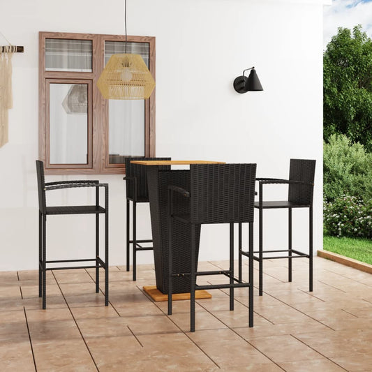 Ensemble de bar de jardin 5 pièces noir