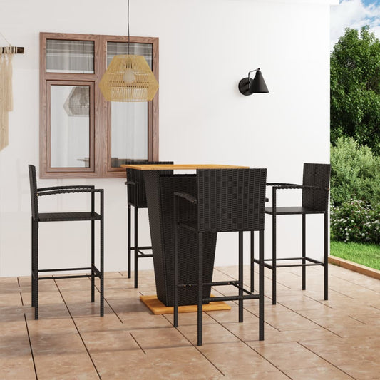 Ensemble de bar de jardin 5 pièces noir