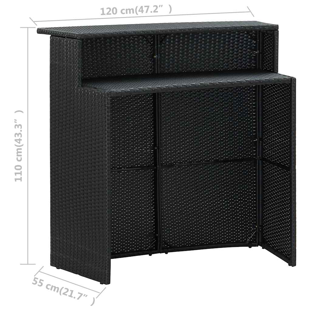 4-tlg. Gartenbar-Set mit Kissen Schwarz