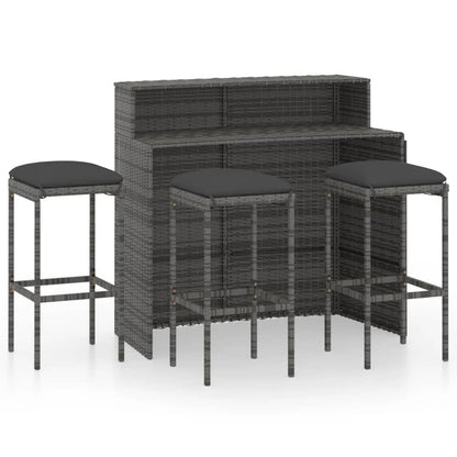 4-tlg. Gartenbar-Set mit Kissen Grau
