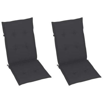 Klappstühle 2 Stk. mit Anthrazit Kissen Massivholz Teak