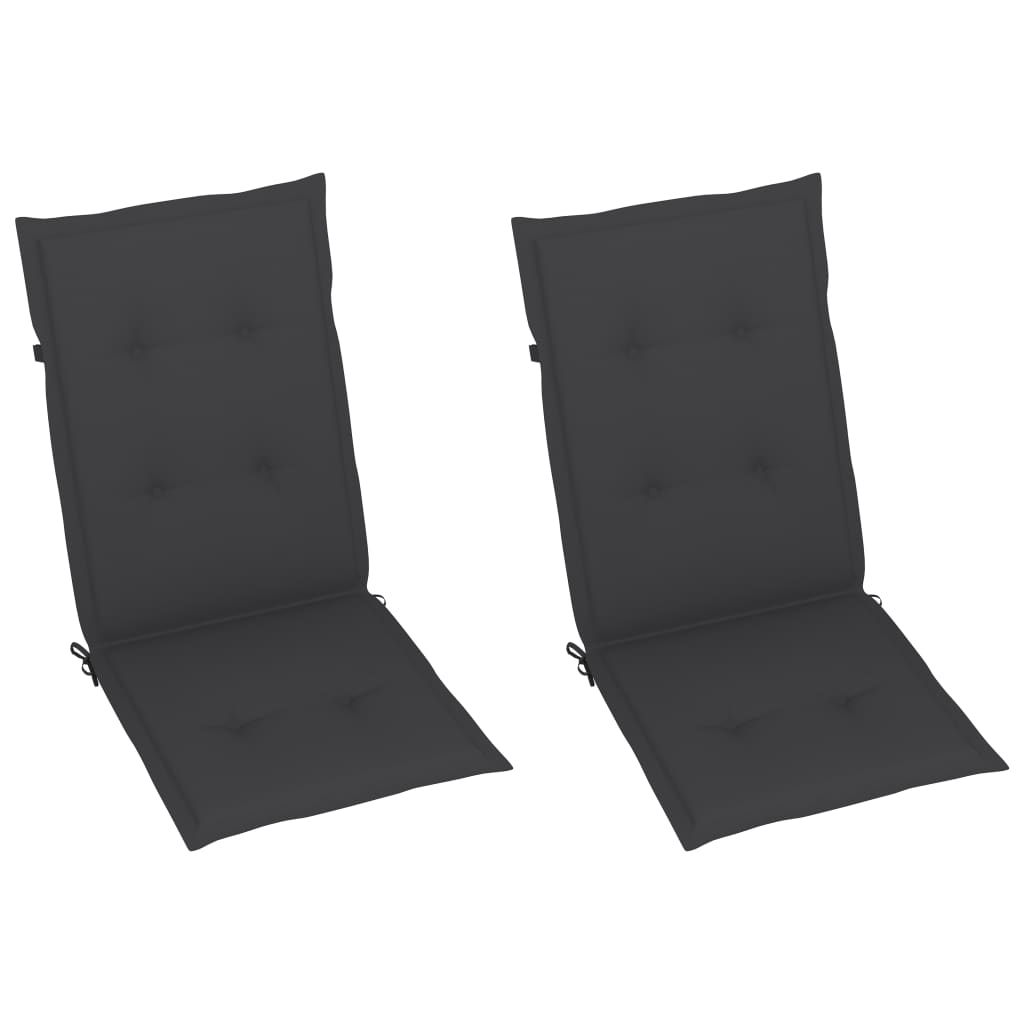 Klappstühle 2 Stk. mit Anthrazit Kissen Massivholz Teak