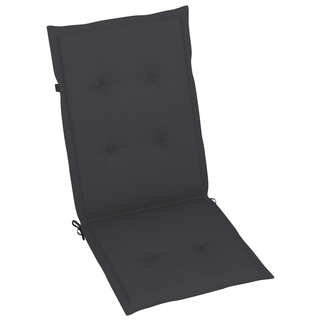 Klappstühle 2 Stk. mit Anthrazit Kissen Massivholz Teak