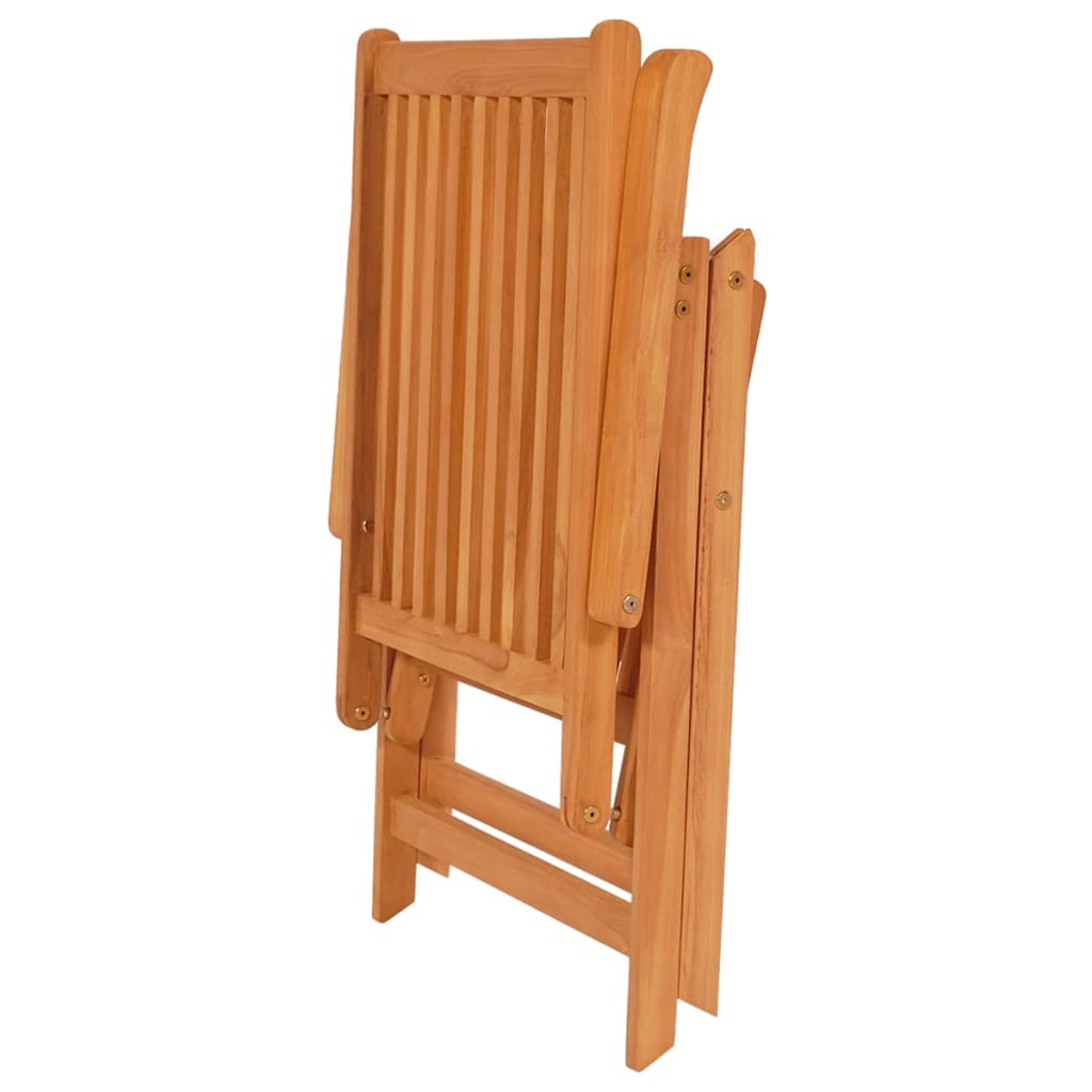 Klappstühle, 2 Stück, mit grauen Kissen, aus massivem Teakholz