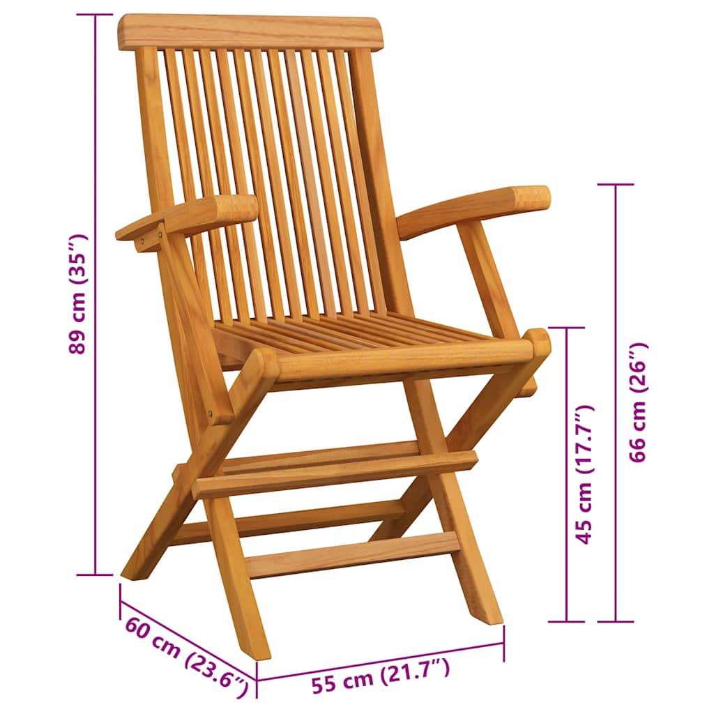Klappstühle mit cremefarbenen Kissen, 2 Stück, Massivholz Teakholz