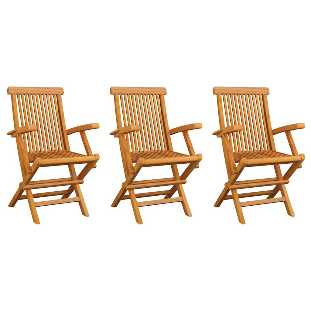 Klappstühle mit Anthrazit Kissen 3 Stk. Massivholz Teak