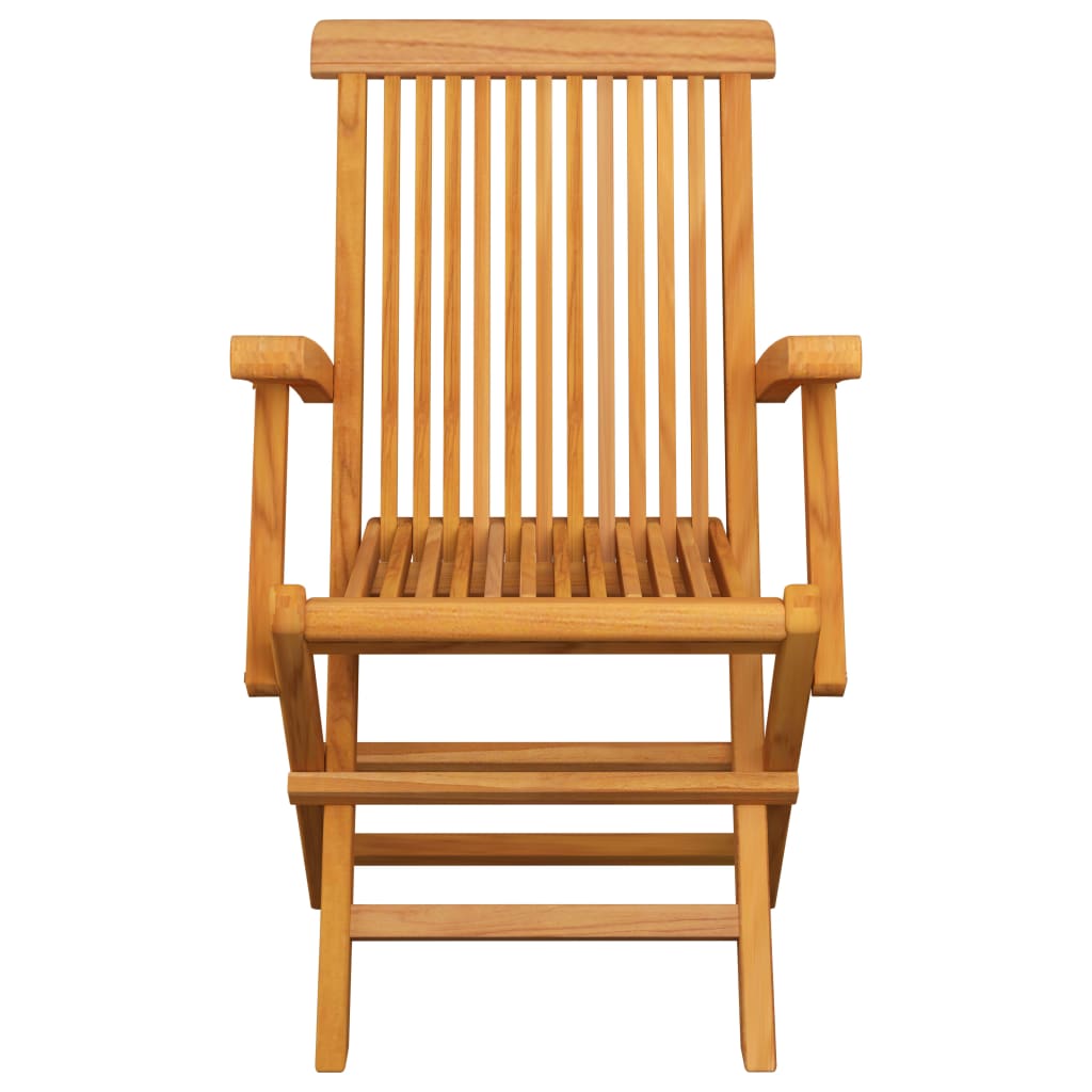Klappstühle mit cremeweißen Kissen, 3-teilig, Massivholz Teakholz