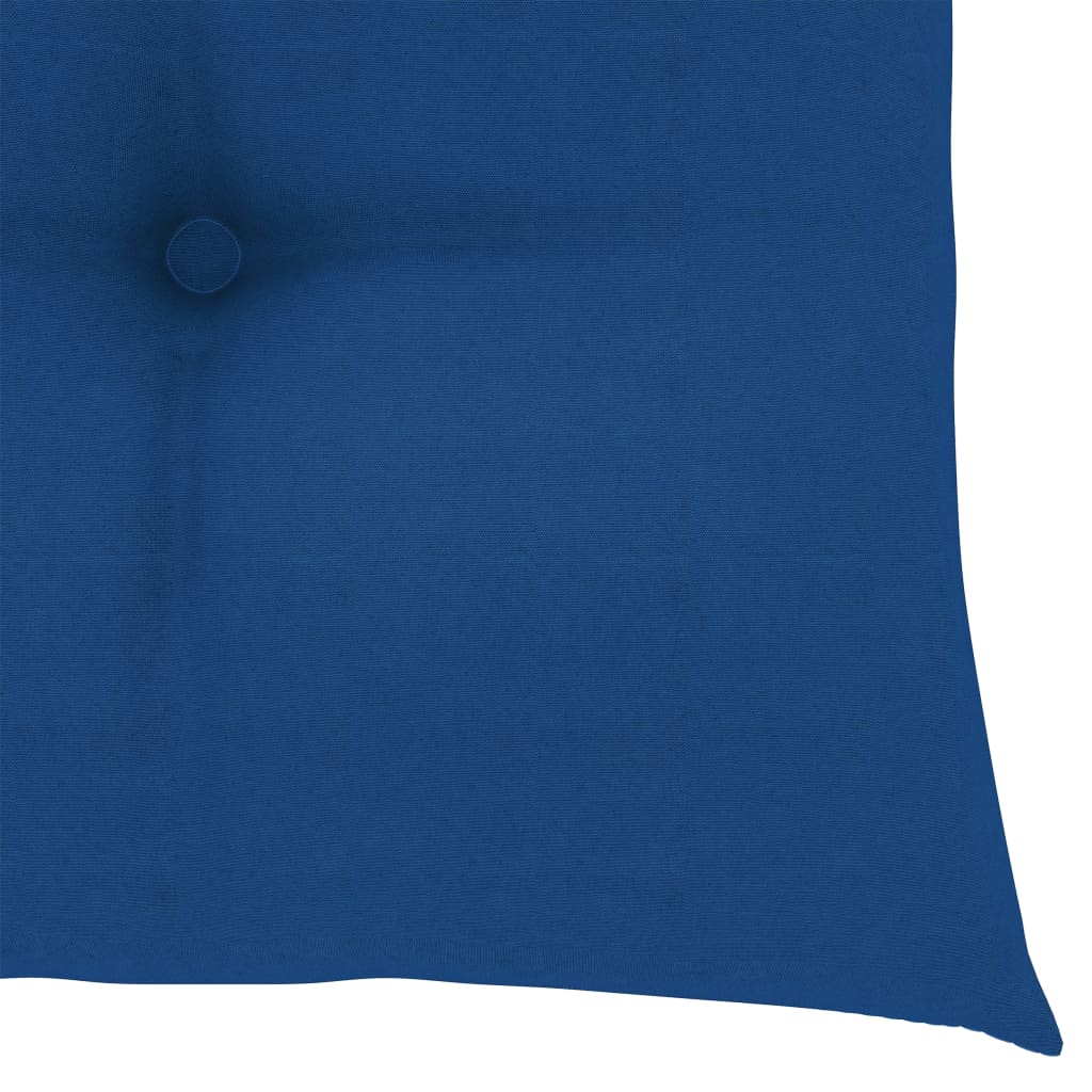 Klappstühle mit blauen Kissen, 3-teilig, Massivholz Teakholz