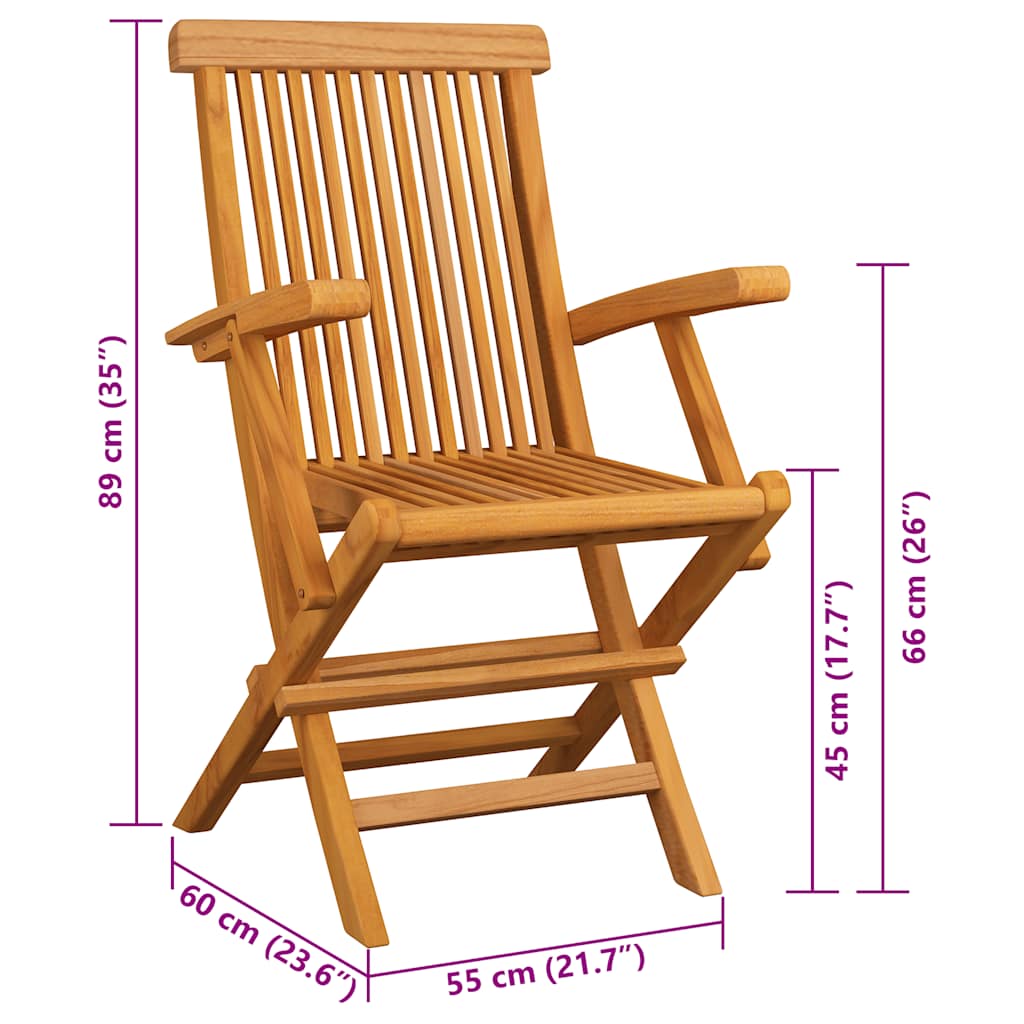 Klappstühle mit cremefarbenen Kissen, 6-teilig, Massivholz Teakholz