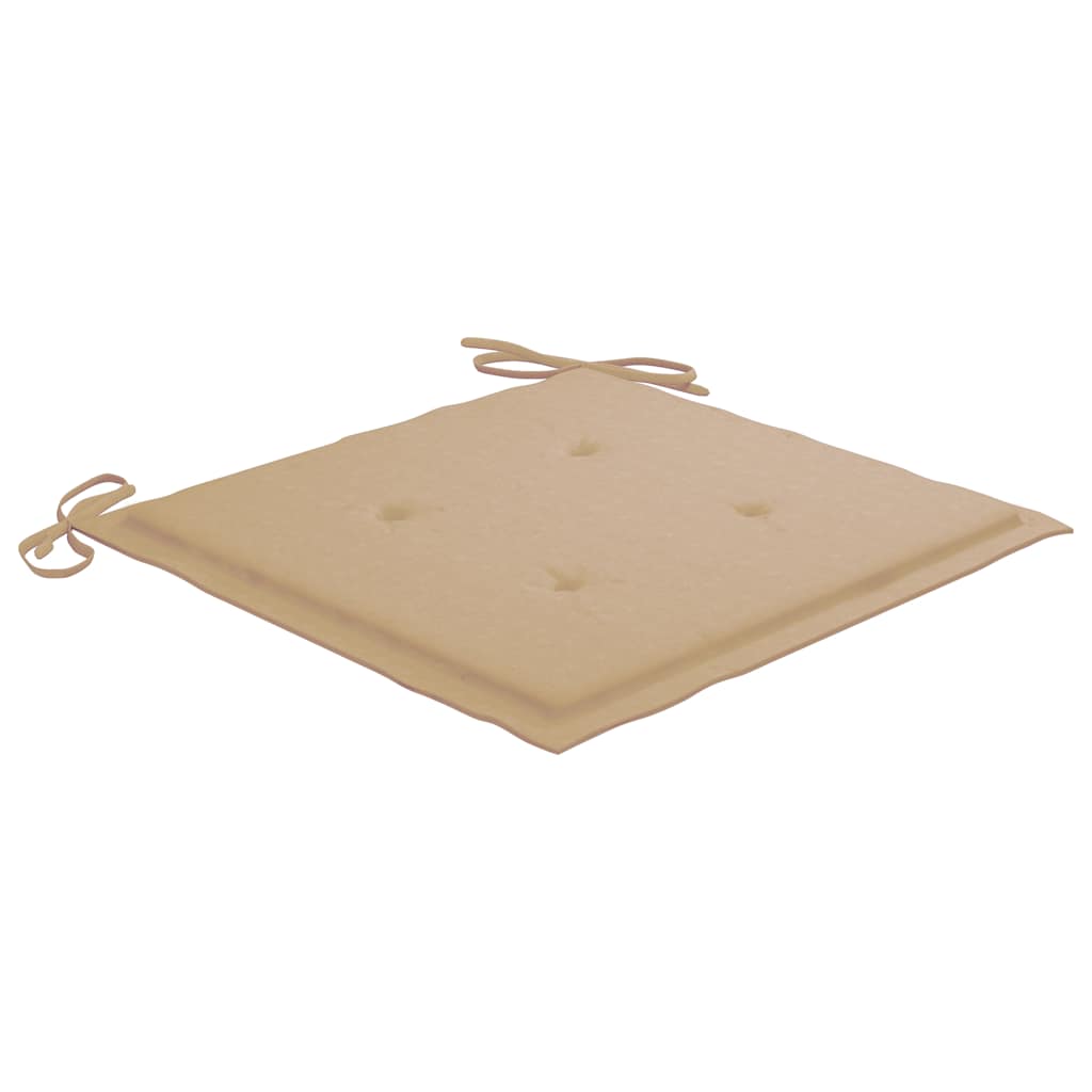 Klappstühle mit beigen Kissen, 4 Stück, Massivholz Teakholz