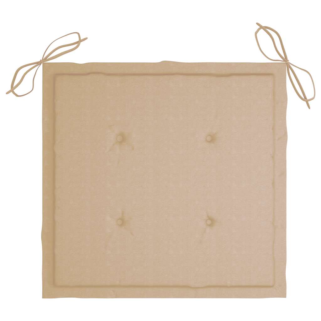 Klappstühle mit beigen Kissen, 4 Stück, Massivholz Teakholz