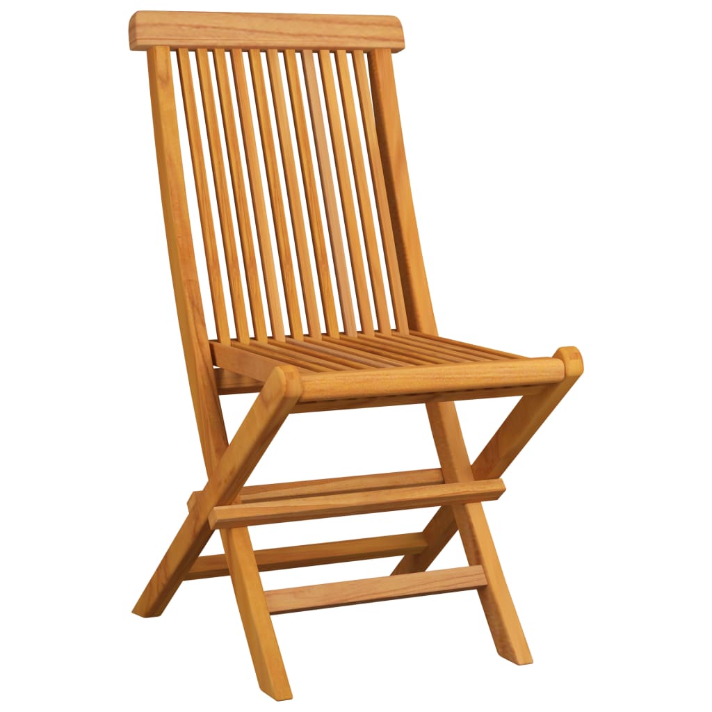 Klappstühle mit grauen Kissen, 4 Stück, Massivholz Teakholz