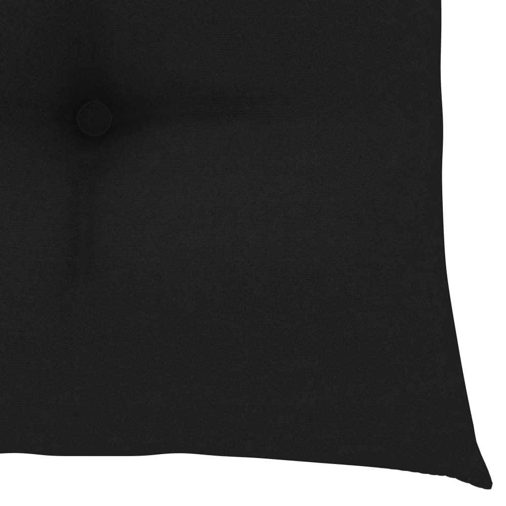 Klappstühle mit schwarzen Kissen, 4 Stück, Massivholz Teakholz