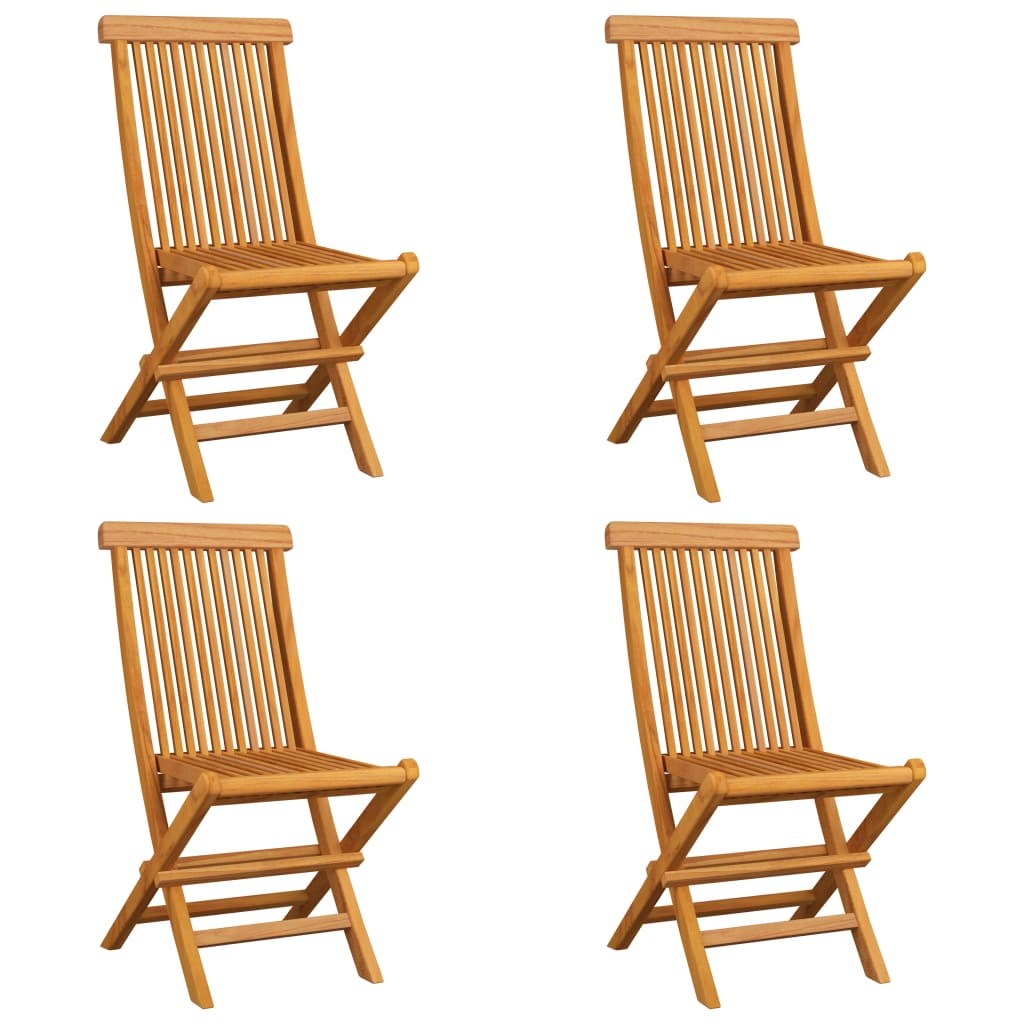 Klappstühle mit schwarzen Kissen, 4 Stück, Massivholz Teakholz