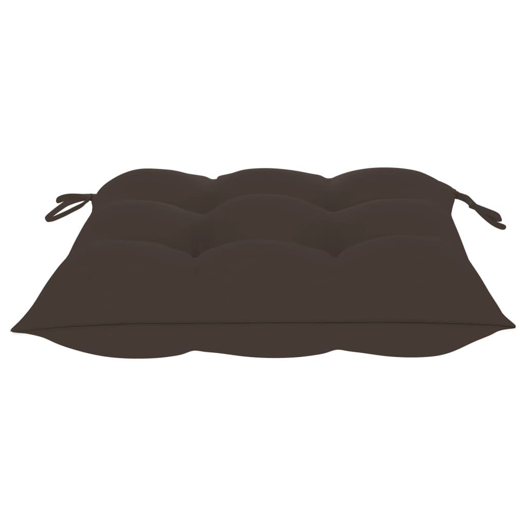 Klappstühle mit taupefarbenen Kissen, 4-teilig, Massivholz Teakholz