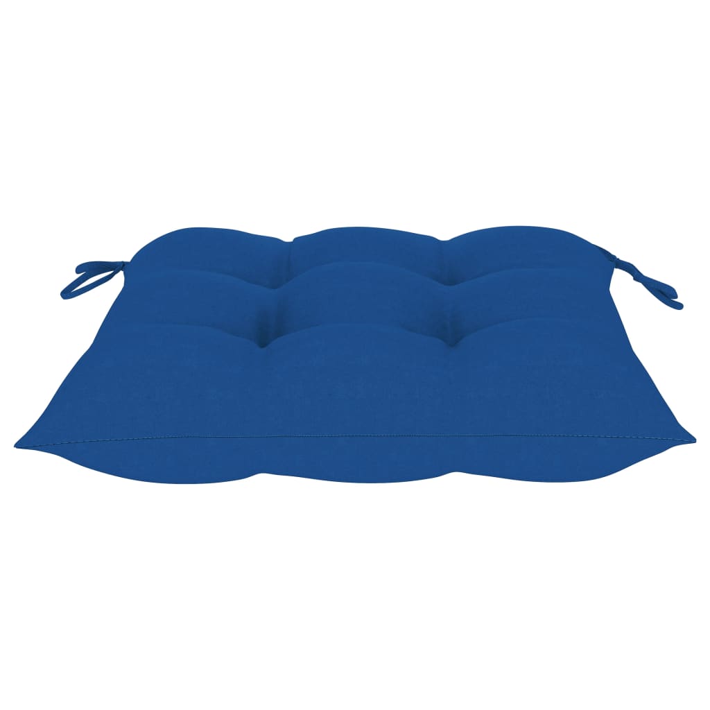 Klappstühle mit blauen Kissen, 4 Stück, Massivholz Teakholz