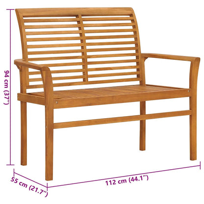Gartenbank mit Schwarzer Auflage 112 cm Massivholz Teak