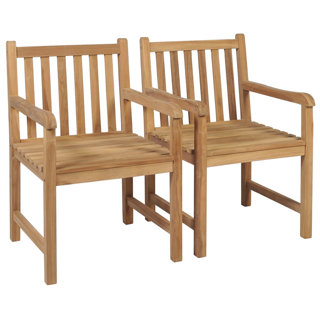 Gartenstühle 2 Stk. mit Cremeweißen Kissen Massivholz Teak