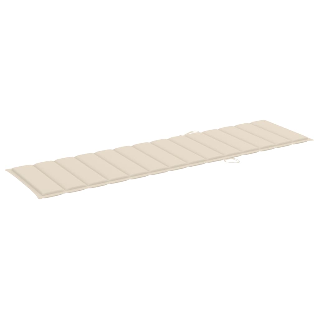 Chaise longue avec coussin en bois de teck massif crème