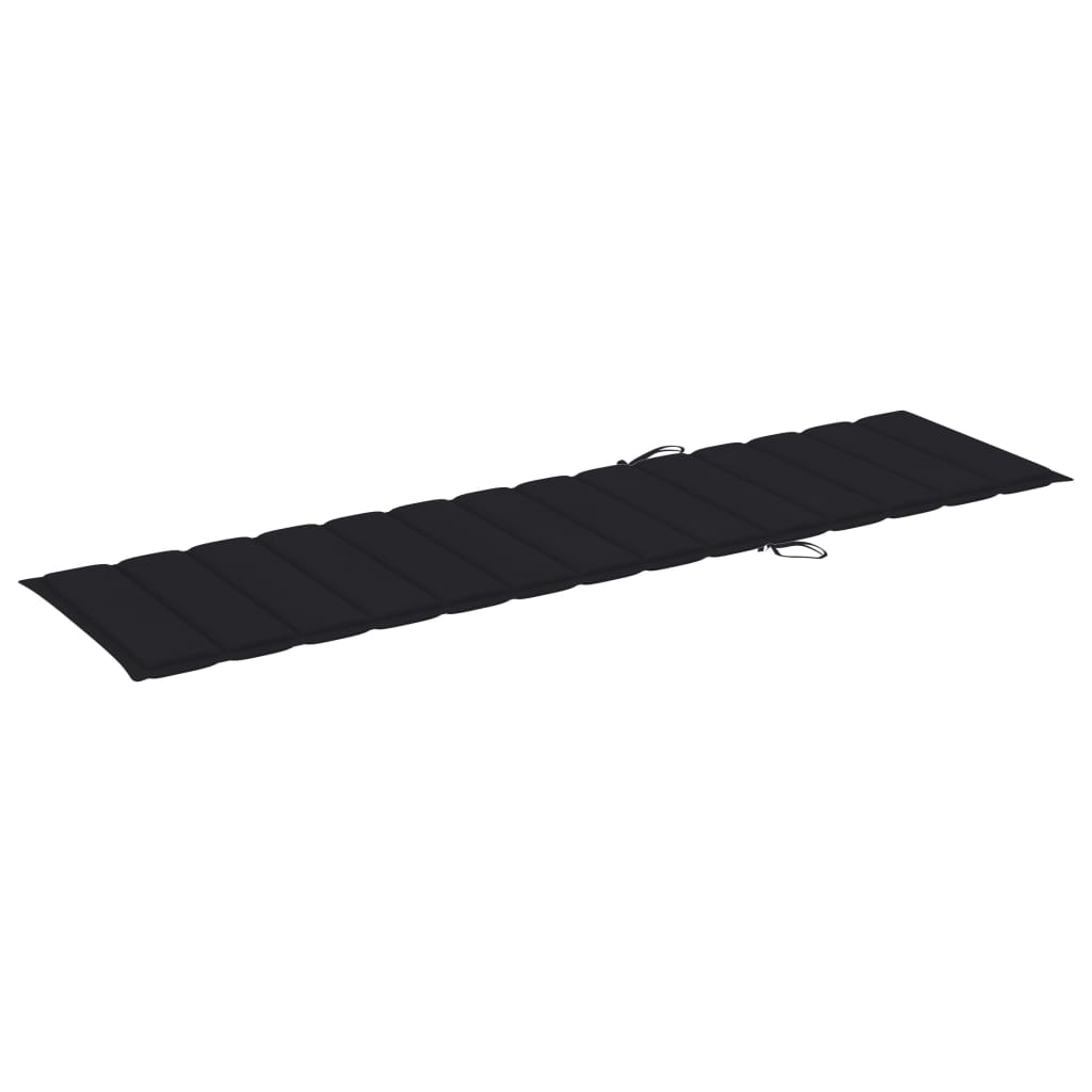 Chaise longue avec coussin en bois de teck massif noir
