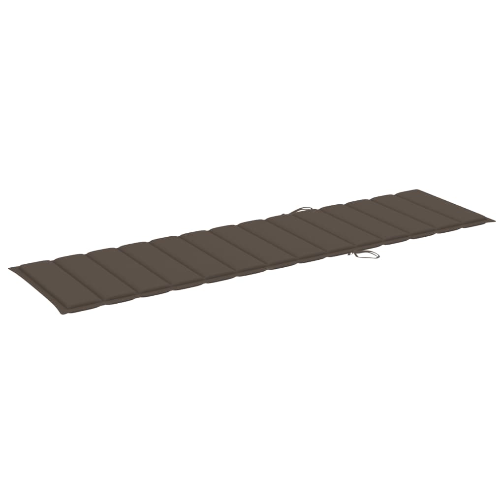 Chaise longue avec coussin en bois de teck massif taupe