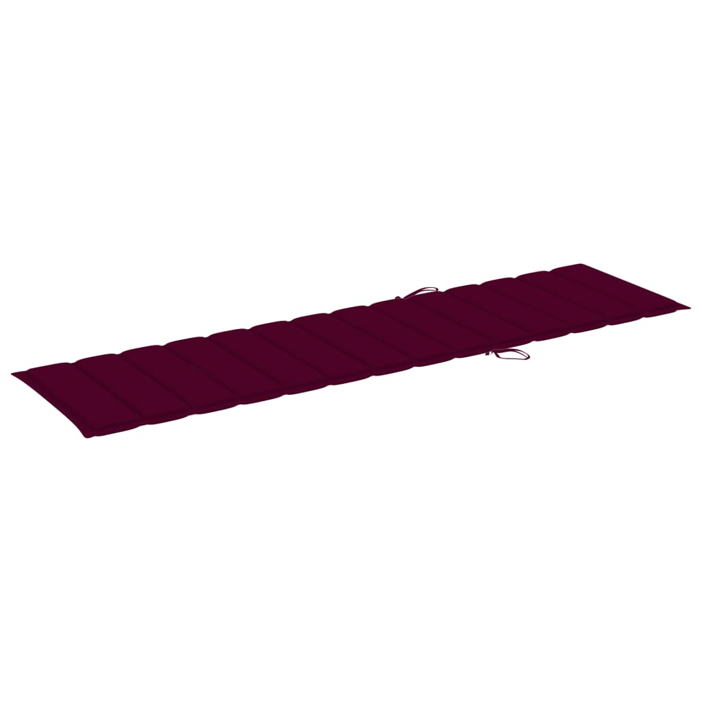 Chaise longue avec coussin en bois de teck massif rouge vin