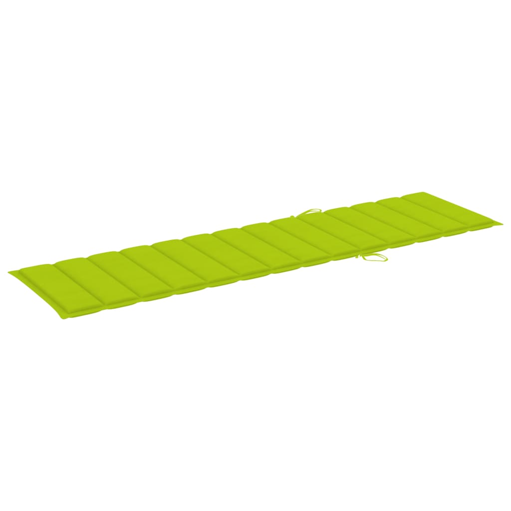 Chaise longue avec coussin en bois de teck massif vert clair