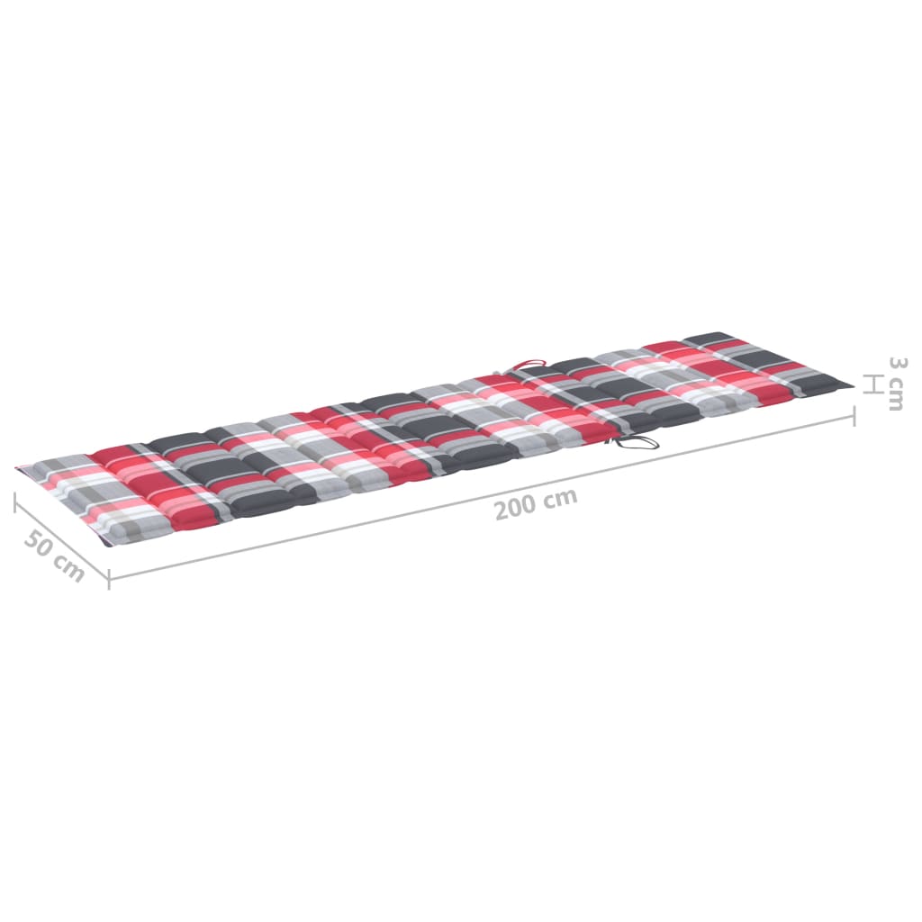Chaise longue avec table et coussin en bois de teck massif
