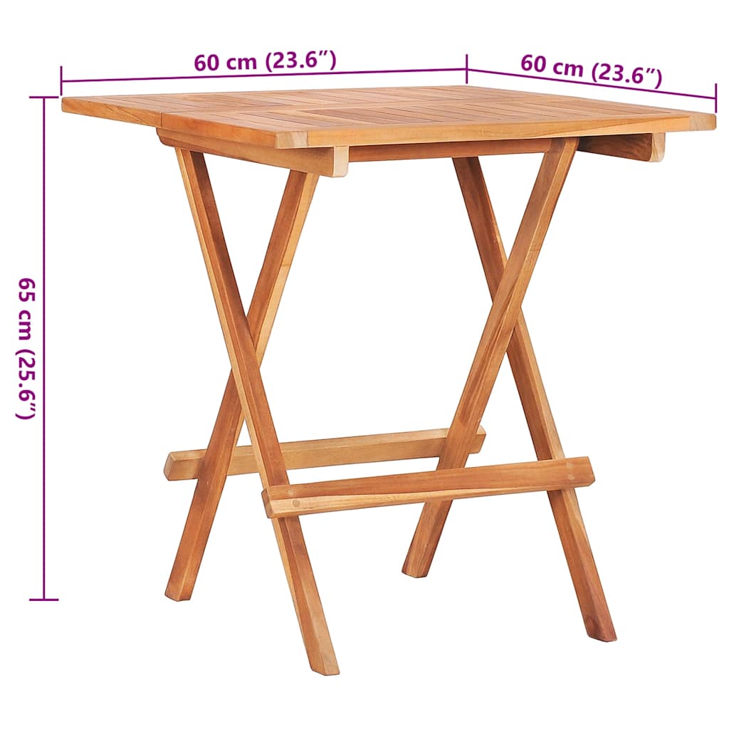 3-tlg. Bistroset mit Cremeweißen Kissen Massivholz Teak