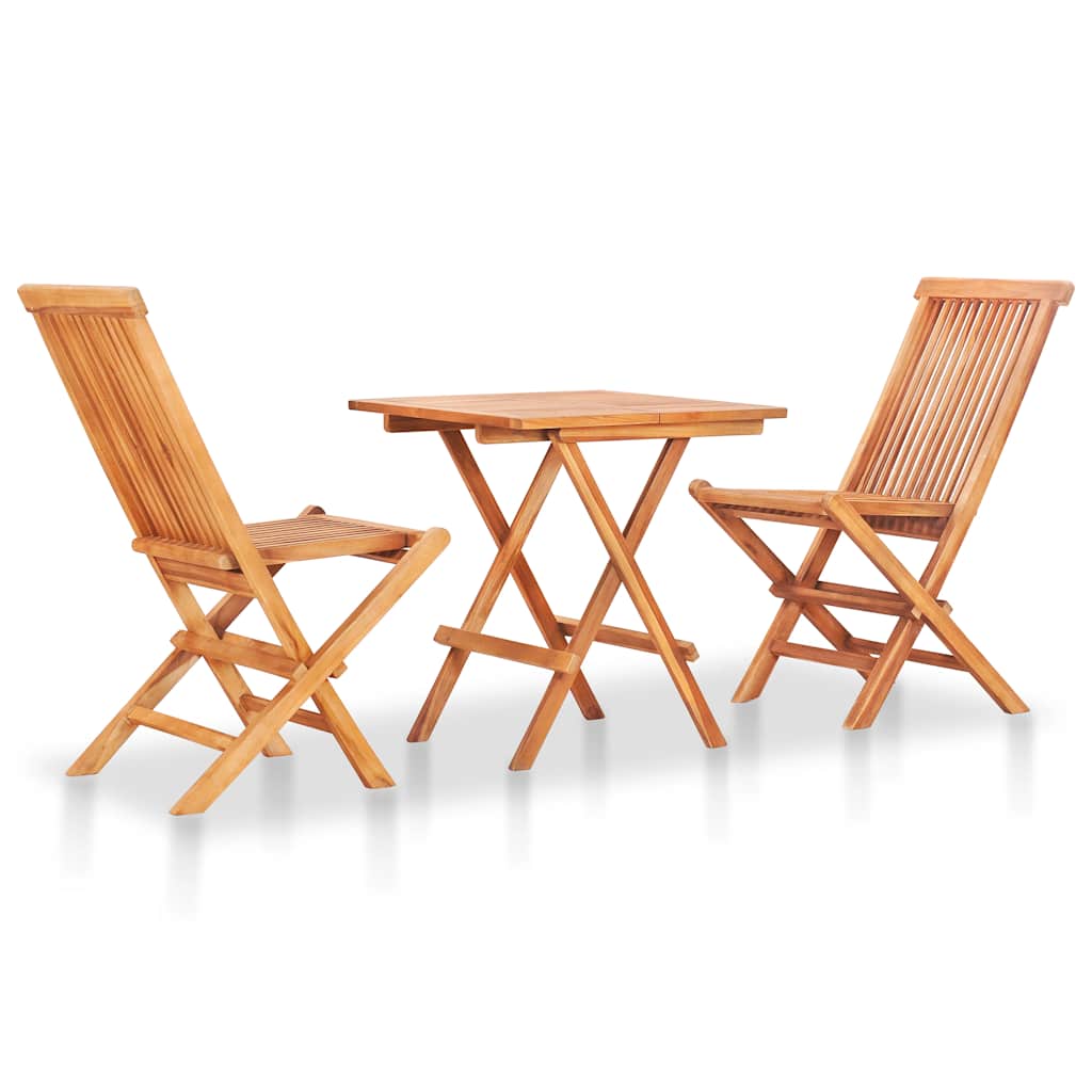 3-tlg. Bistroset mit Beigen Kissen Massivholz Teak