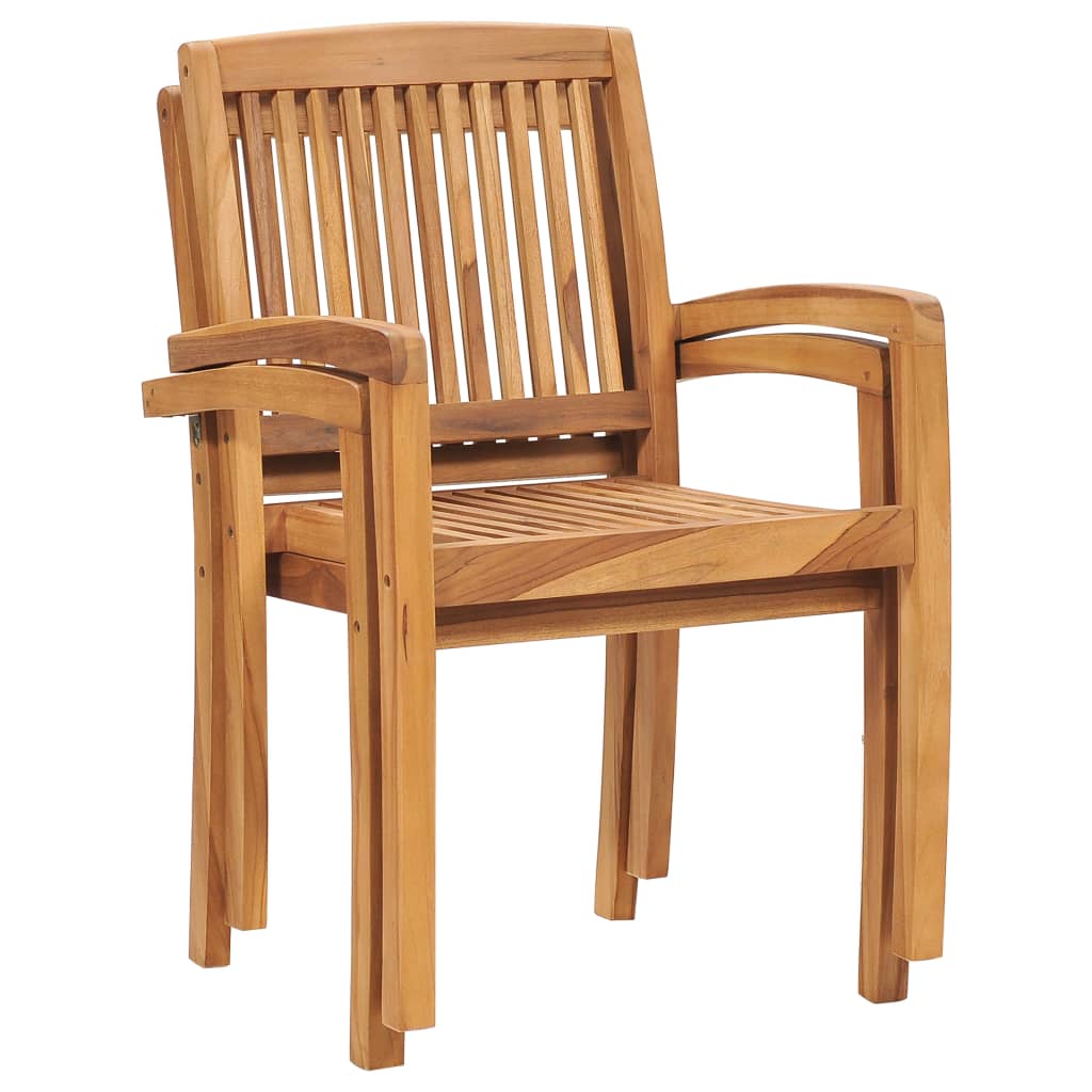 Gartenstühle 2 Stk. mit Cremeweißen Kissen Massivholz Teak