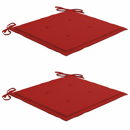 Gartenstühle 2 Stk. mit Roten Kissen Massivholz Teak