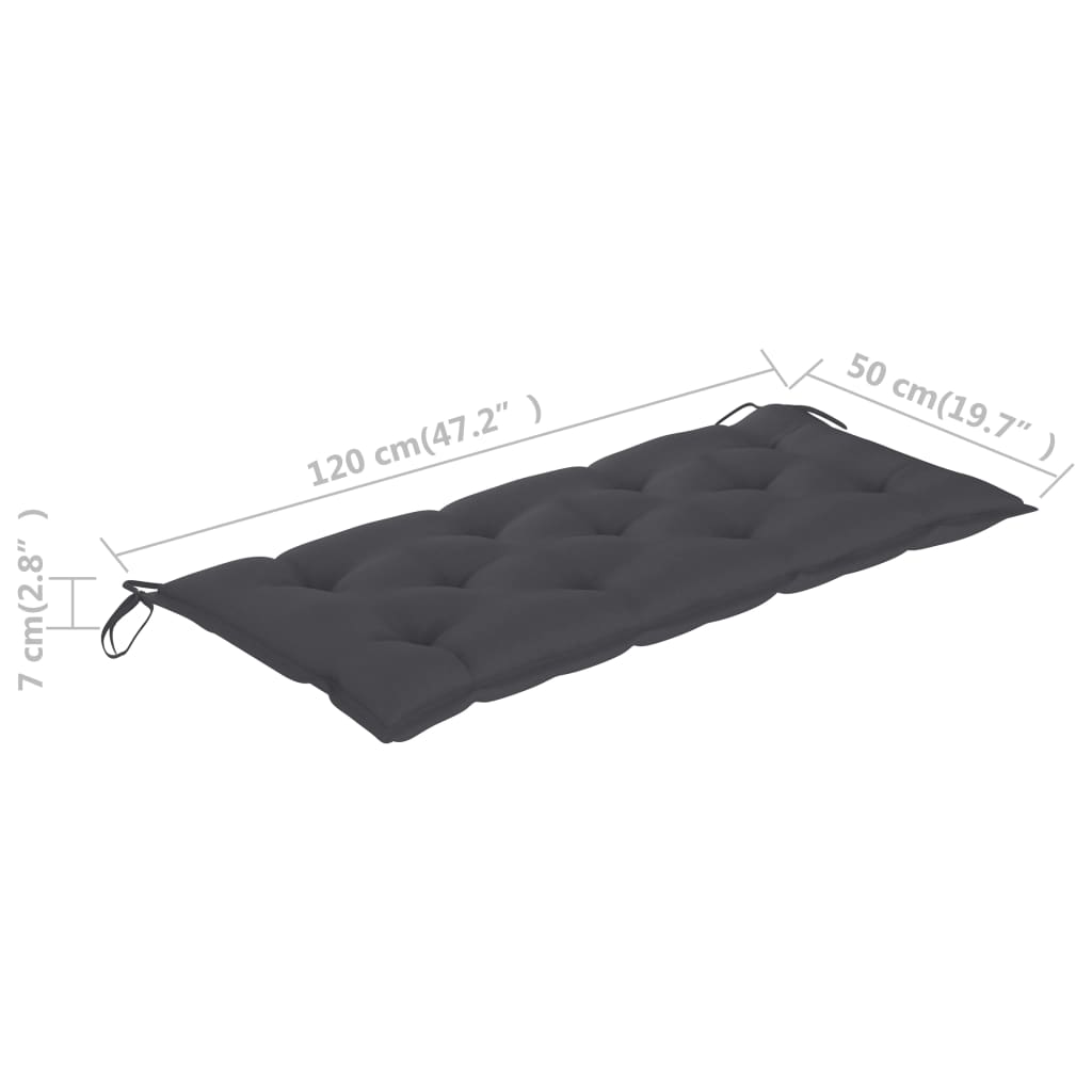 Gartenbank mit Auflage 120 cm Massivholz Akazie
