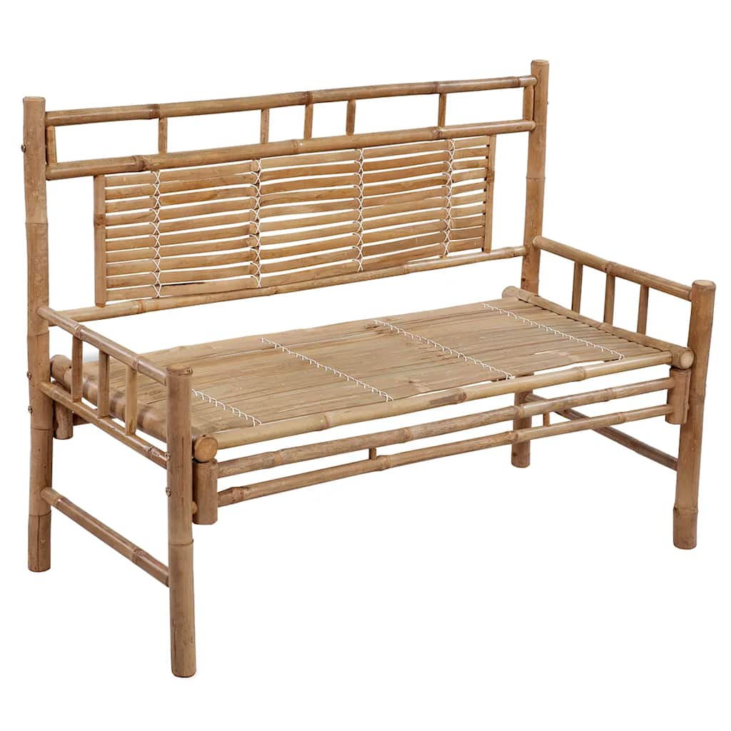Gartenbank mit Auflage 120 cm Bambus