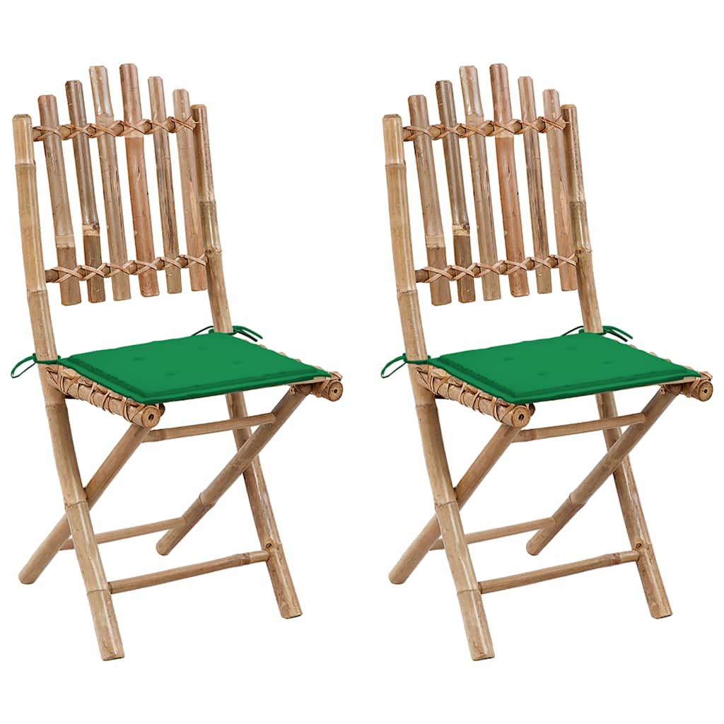 Klappstühle, 2 Stück, mit Kissen, Bambus