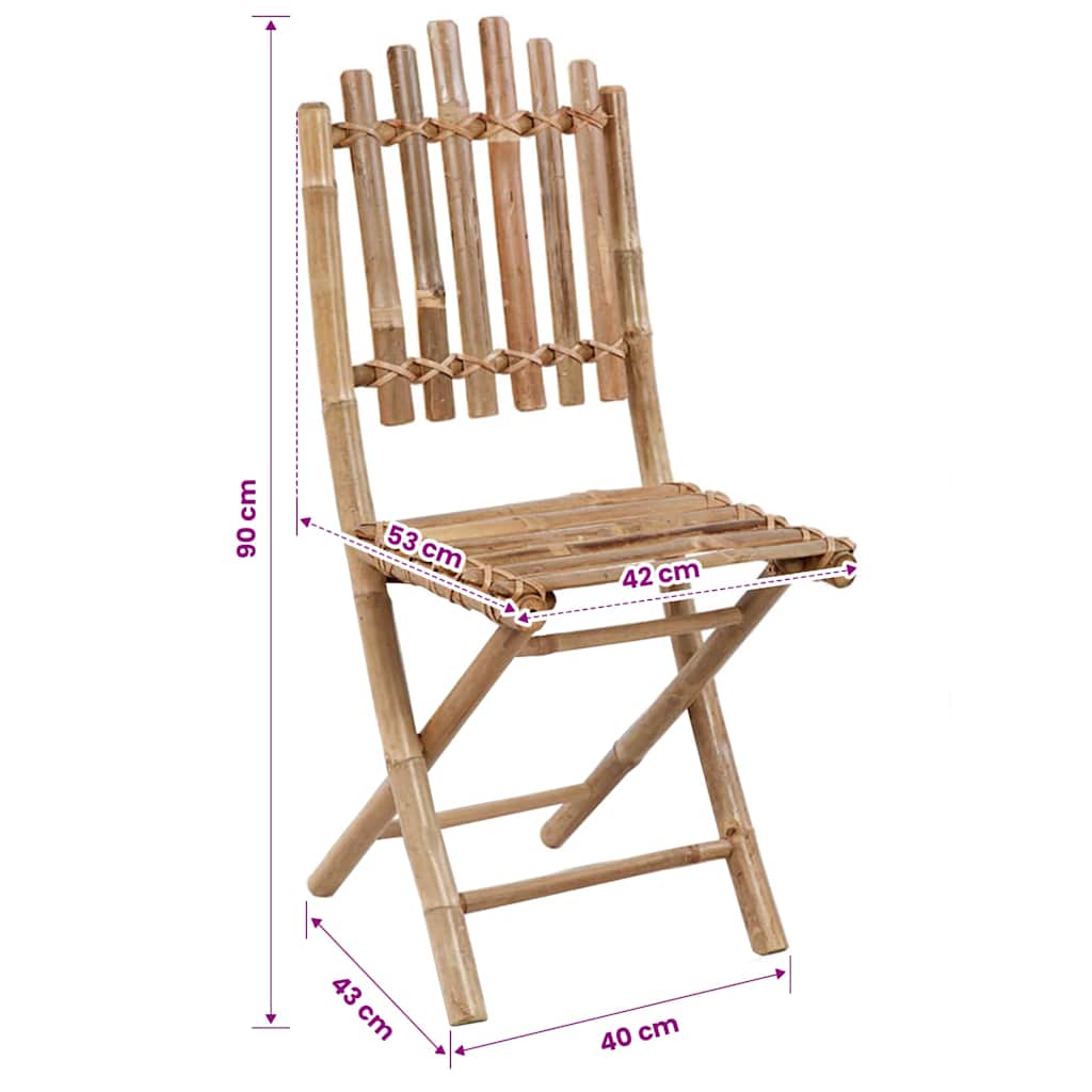 Klappstühle, 2 Stück, mit Kissen, Bambus