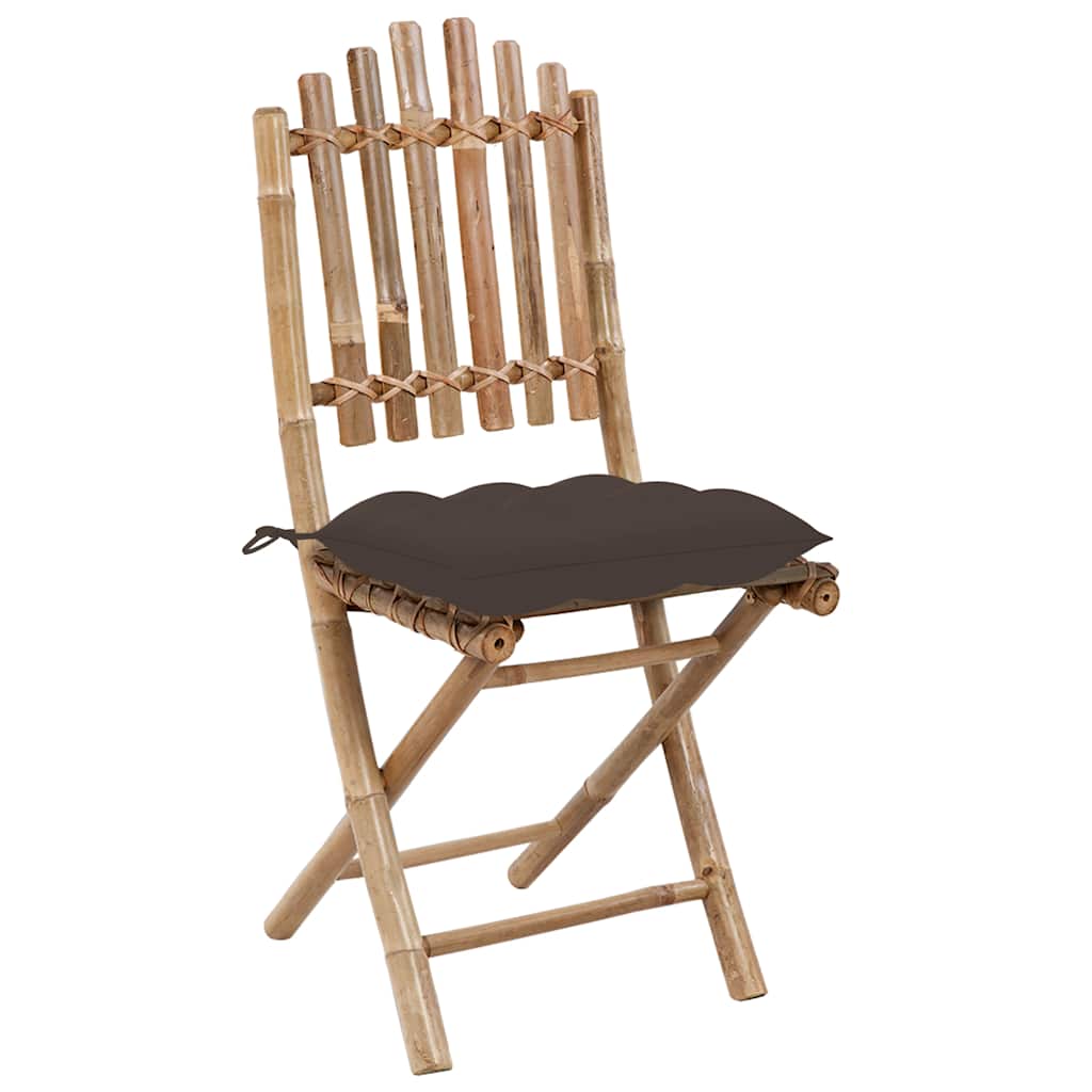 Klappstühle, 2 Stück, mit Kissen, Bambus