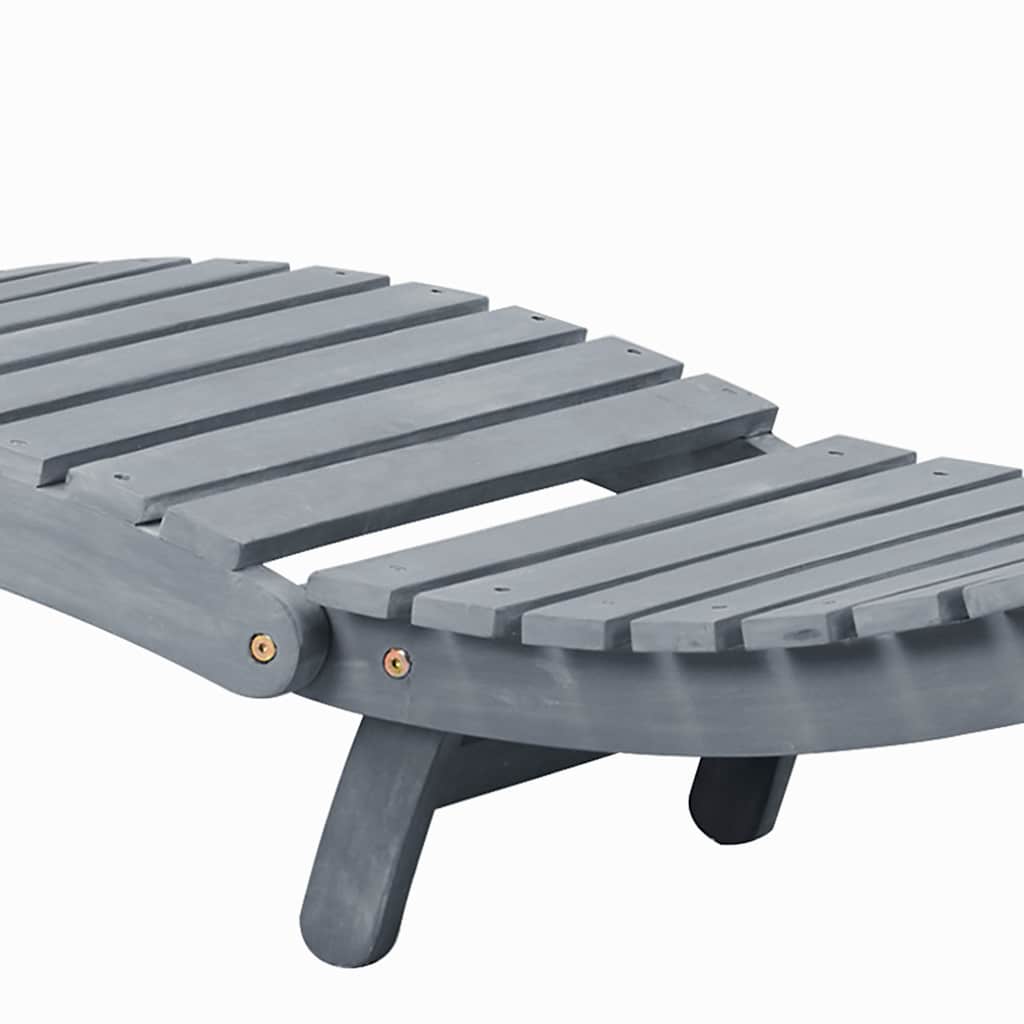 Bain de soleil avec coussin en bois d'acacia massif gris
