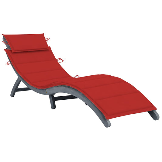 Bain de soleil avec coussin en bois d'acacia massif gris