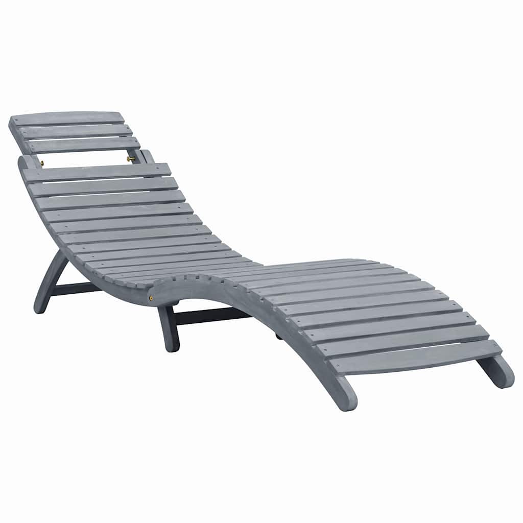 Bain de soleil avec coussin en bois d'acacia massif gris