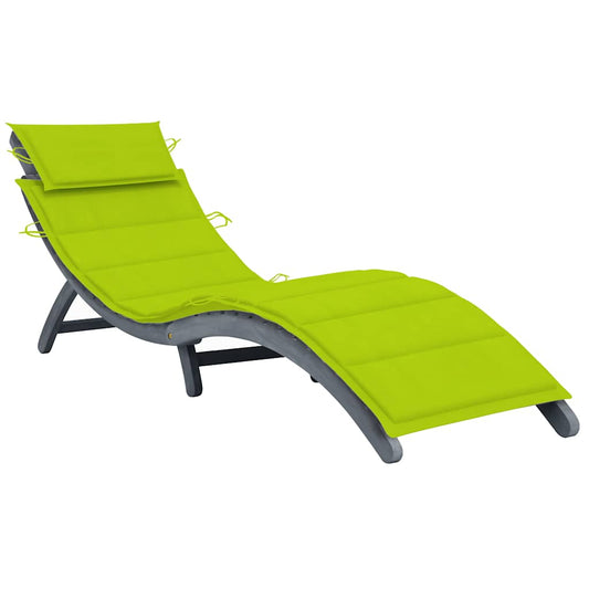 Bain de soleil avec coussin en bois d'acacia massif gris