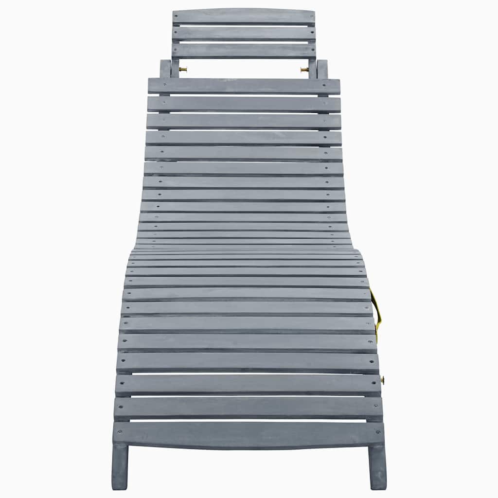 Bain de soleil avec coussin en bois d'acacia massif gris