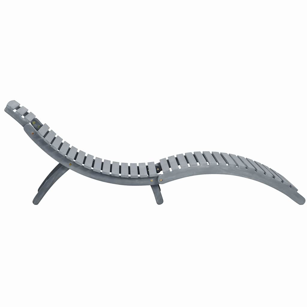 Bain de soleil avec coussin en bois d'acacia massif gris