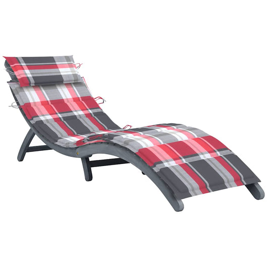 Bain de soleil avec coussin en bois d'acacia massif gris
