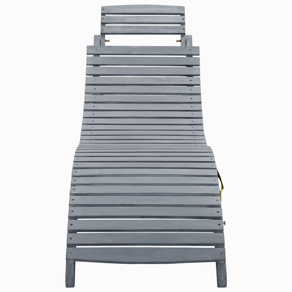 Bain de soleil avec coussin en bois d'acacia massif gris