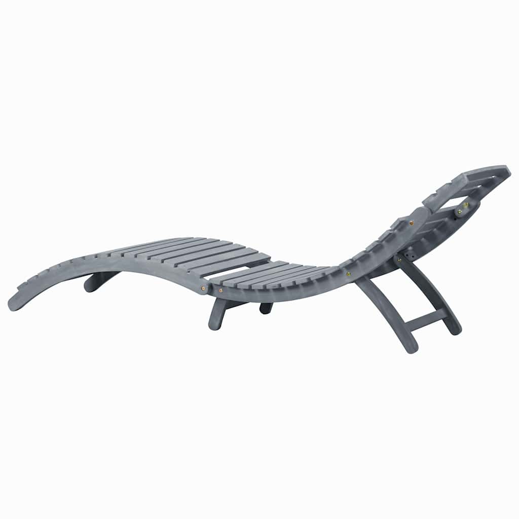 Bain de soleil avec coussin en bois d'acacia massif gris